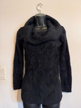 Pinque Black Cowlneck Plush Sweater